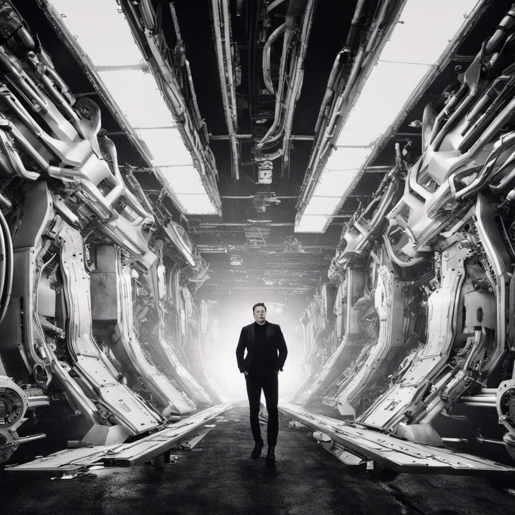 Elon Musk in Dark Blockhaus: Hyperrealistic Portrait