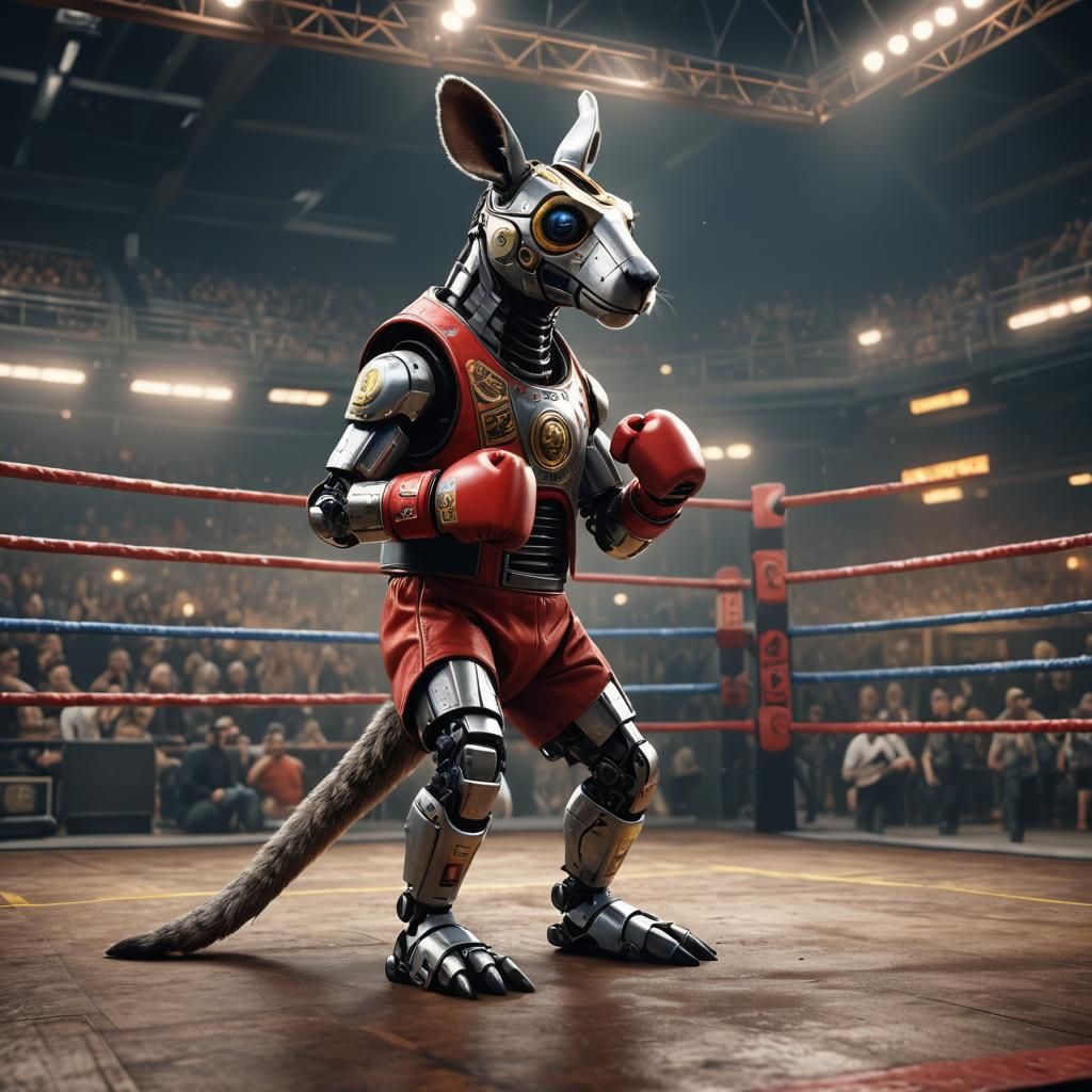 Robot Kangaroo Ready to Wrestle in the Ring