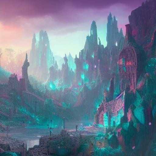 Detailed Florescent Bed Fantasy Concept Art