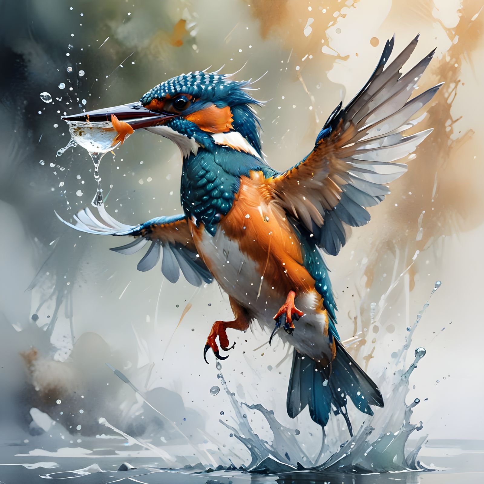 Kingfisher Catches Fish: Hyper-Realistic Wildlife Photograph...