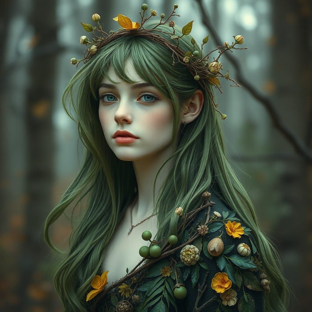 Surreal Goddess Blooms in Organic Cyberpunk Style