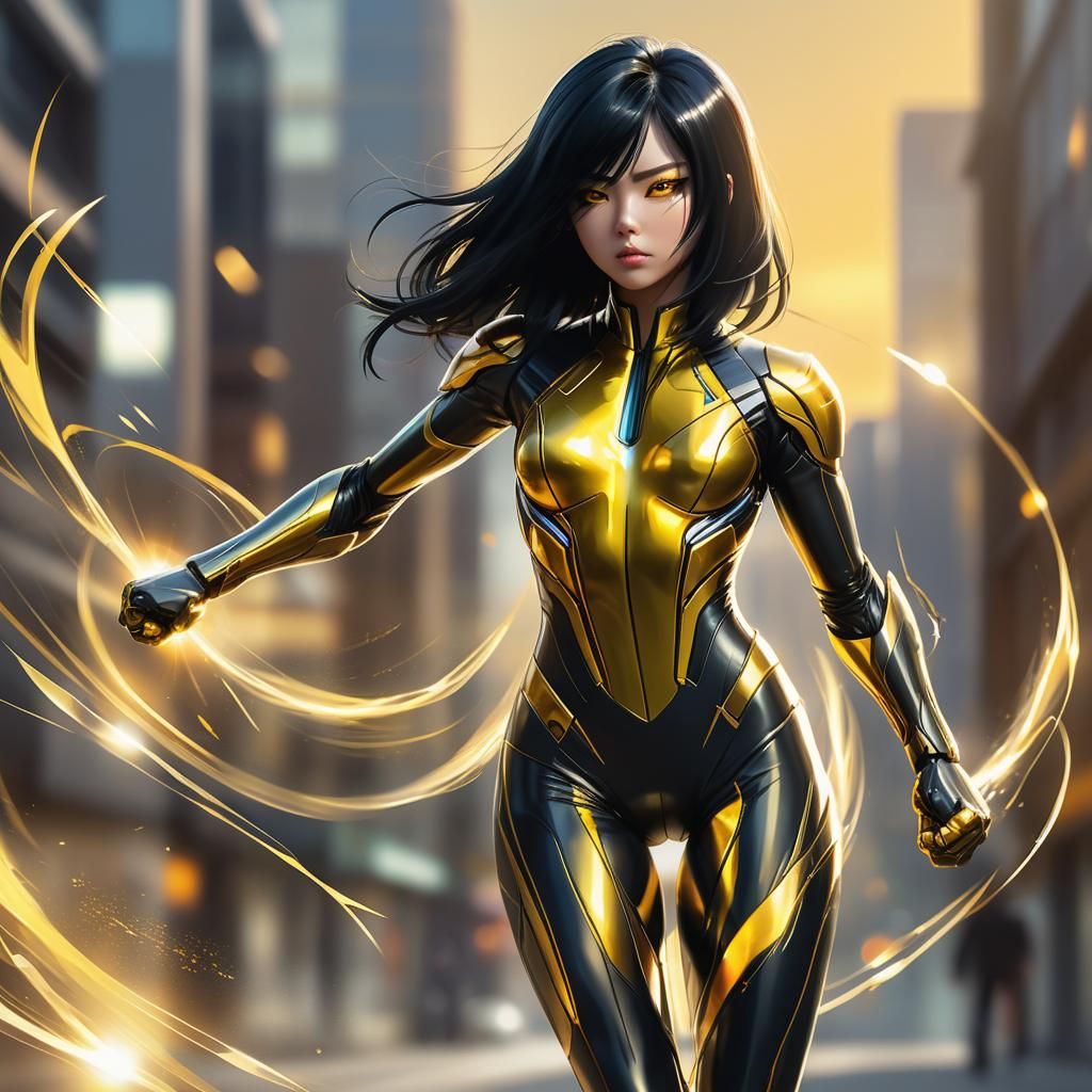 Bionic Woman in Cosmic Anime Style Illustration