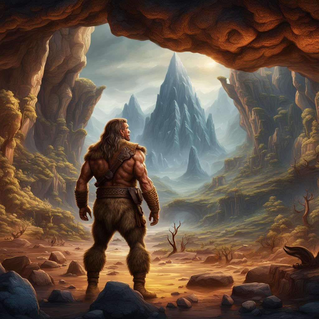 William Shatner as a Caveman: Detailed Matte Painting