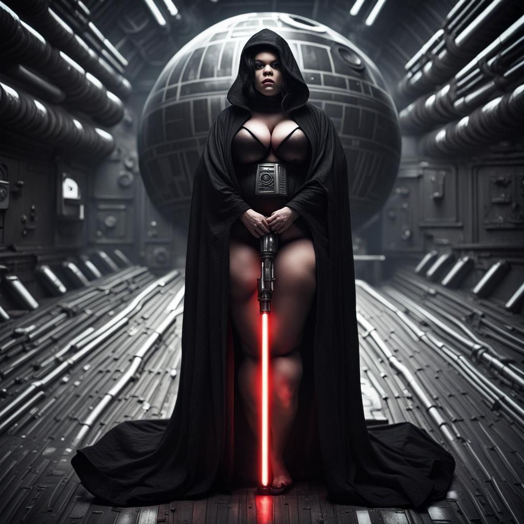 BBW Sith Lord on Death Star, Hyperrealistic Render