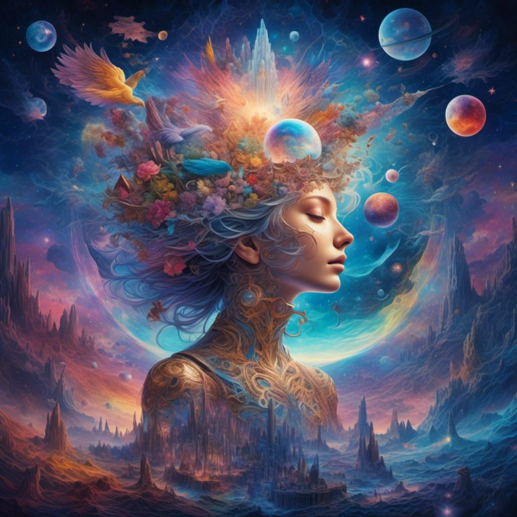 Cosmic Love Transcends Time: Holographic Astral Illustration