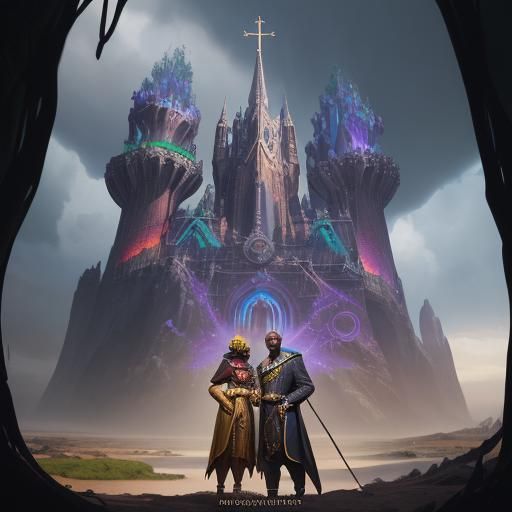 Royal Figures Under Holy Spirit Rainbow