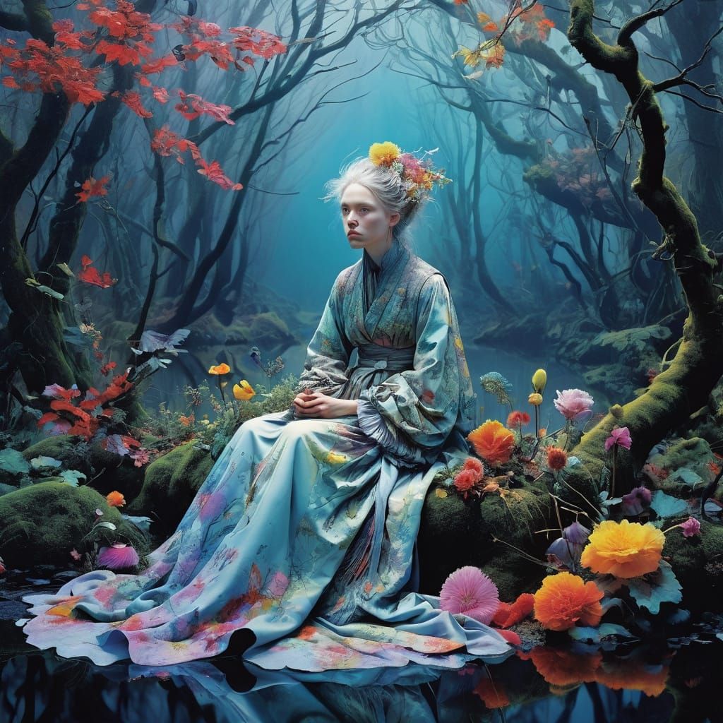 Entangled Mystery in Surrealist Illustration Style