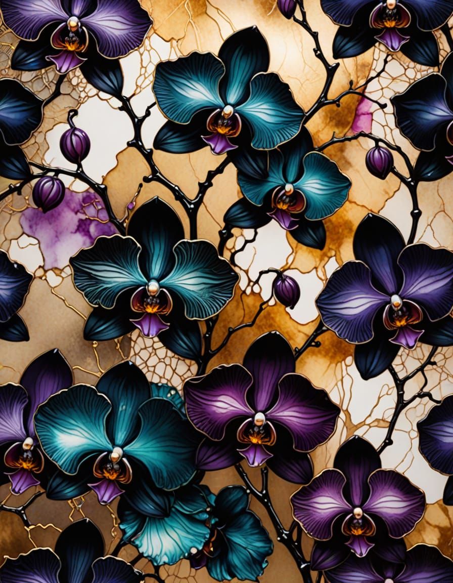 Surreal Black Orchid Blooms in a World of Rich Colors and Me...