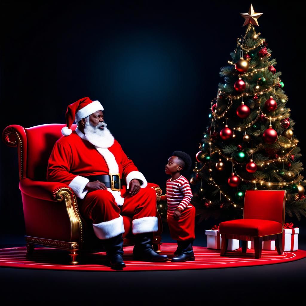 Black Santa with Children: Christmas Concept Art