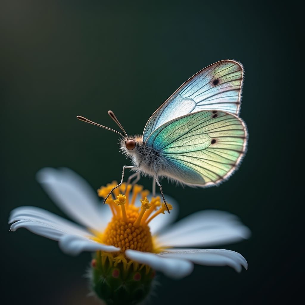 Ethereal Iridescent Butterfly in Bloom