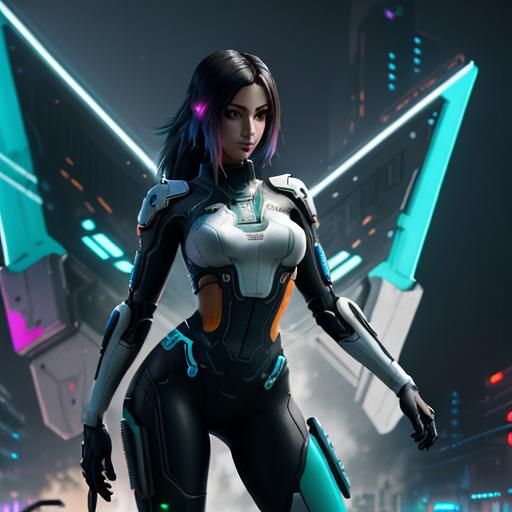 Anime Girl Nintendo Switch in Cyberpunk Style