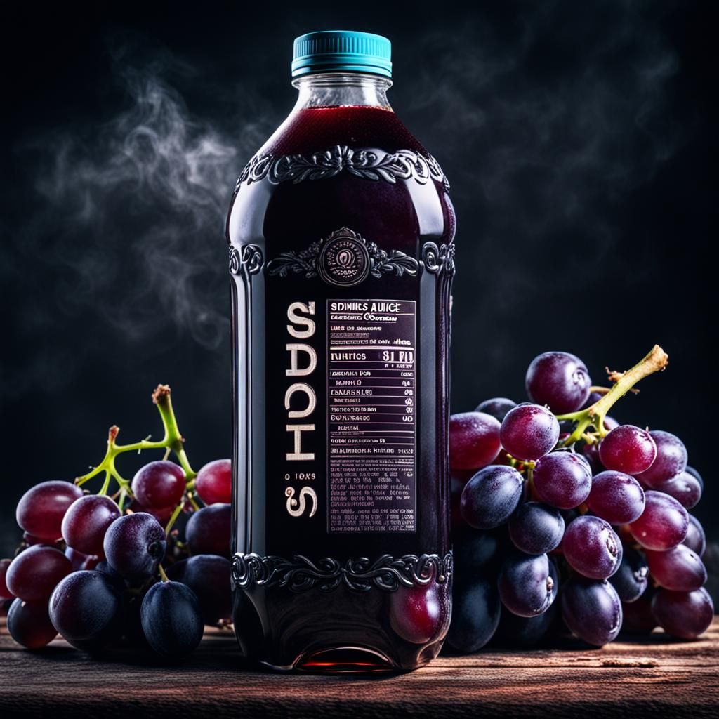 Drinking Red Grape Juice, Hyperrealistic Image