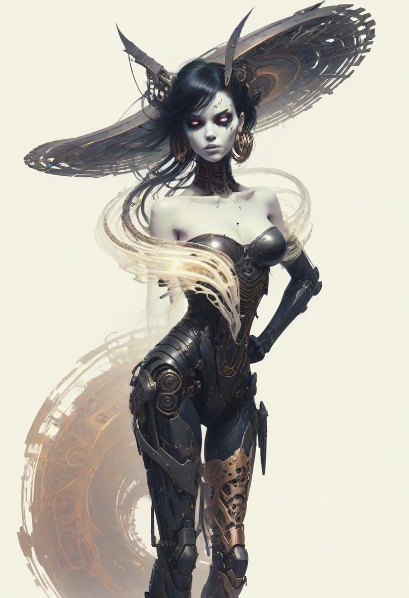 Cyberpunk NecroMancer Android Cyborg Wields Scythe