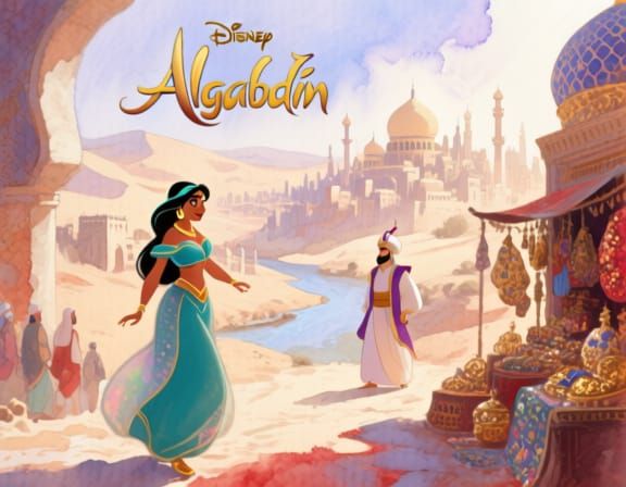 Agrabah Watercolor Painting in Klimt & Art Nouveau Style