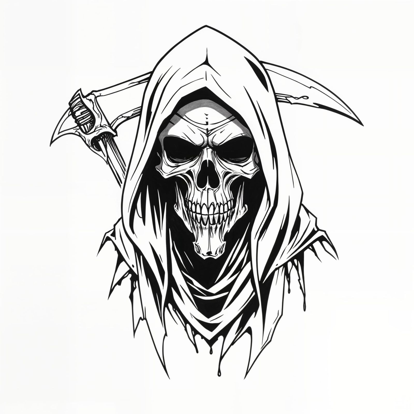Grim Reaper Tattoo Design in Comic Book Style