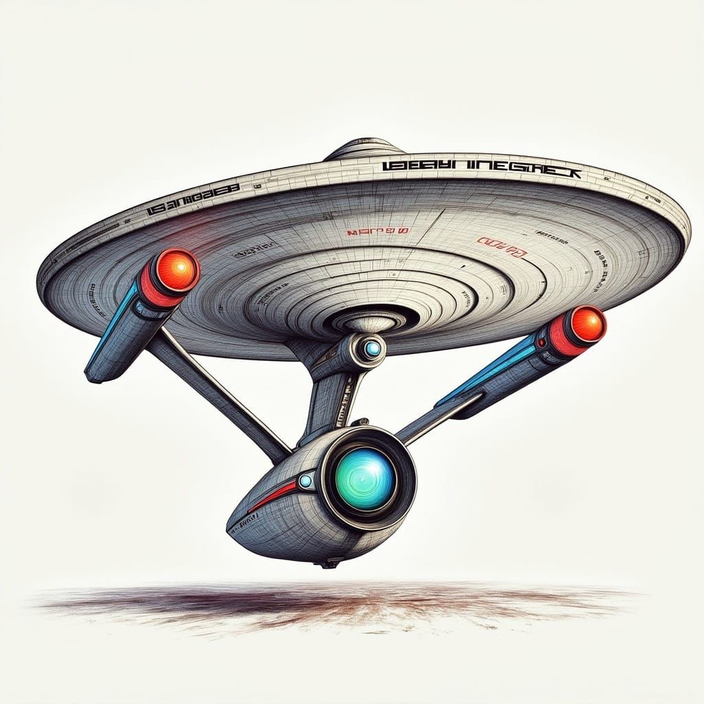 USS Enterprise NCC-1701 in Detailed Line Art