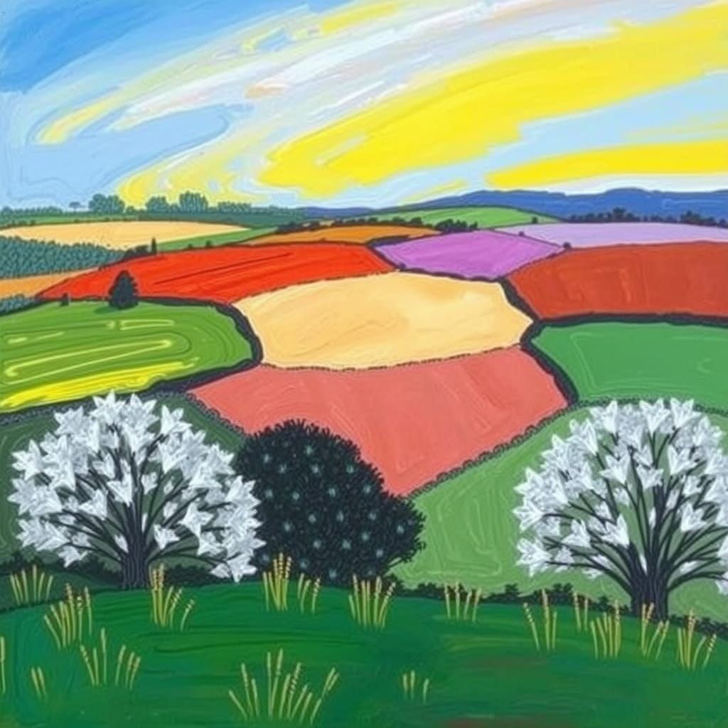 Garrowby Hill Landscape in Vibrant Expressionist Style