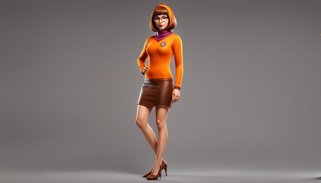 Full body classic cartoon representation of Velma Dinkley Fr...