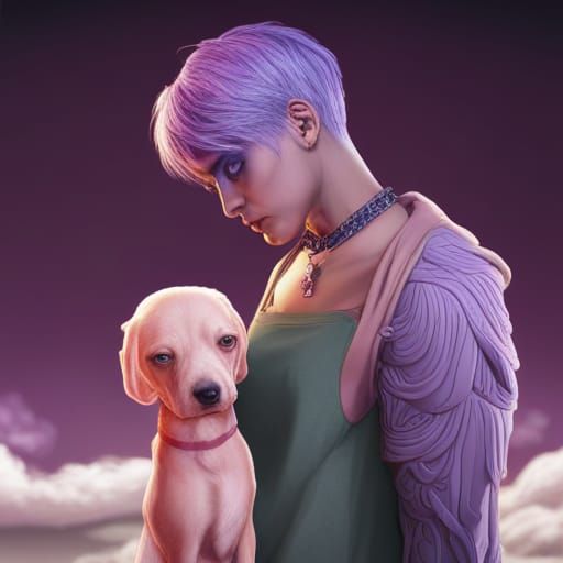 Sad Goodbye: Non-Binary Person and Boxer Dog