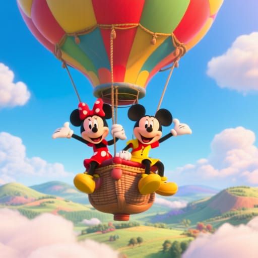 Minnie and Mickey in Hot Air Balloon, 3D Animation