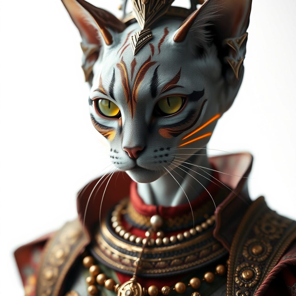 Ethereal Feline Alien Queen in Regal Attire