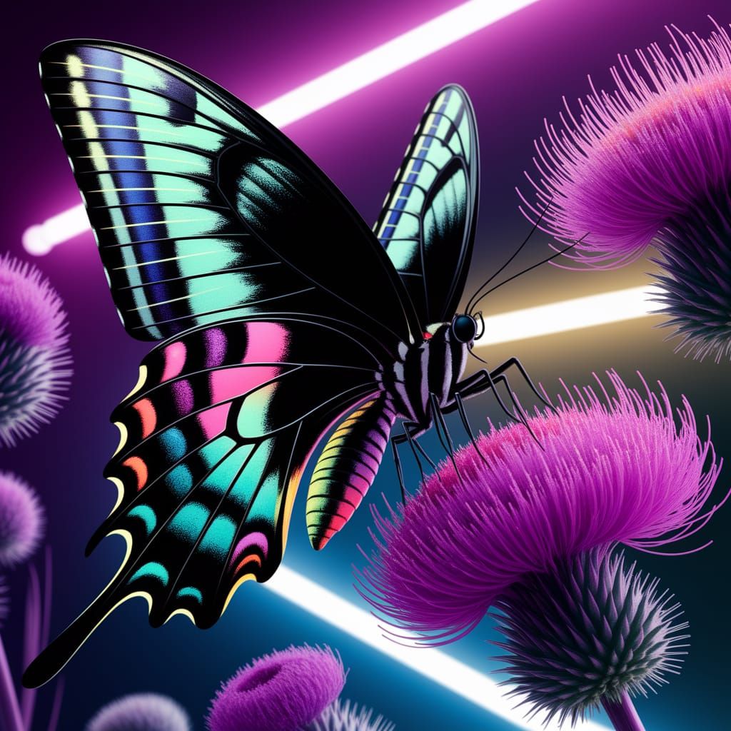Neon-lit '80s Butterfly