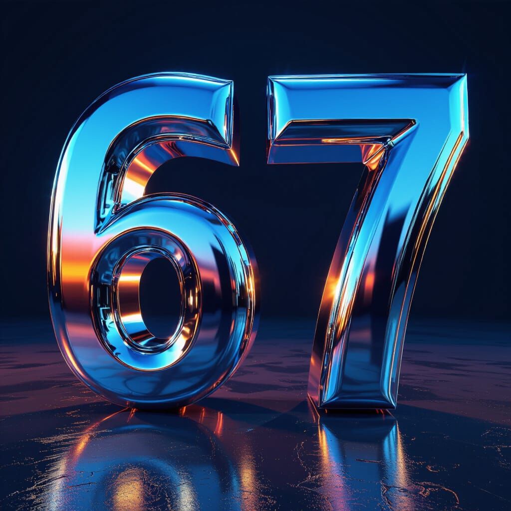 Polished Chrome Number 67 with Blue Orange Gradient