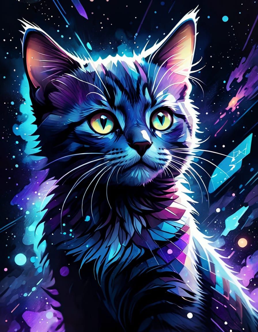 Whimsical Kitten Portrait in Marvel Style