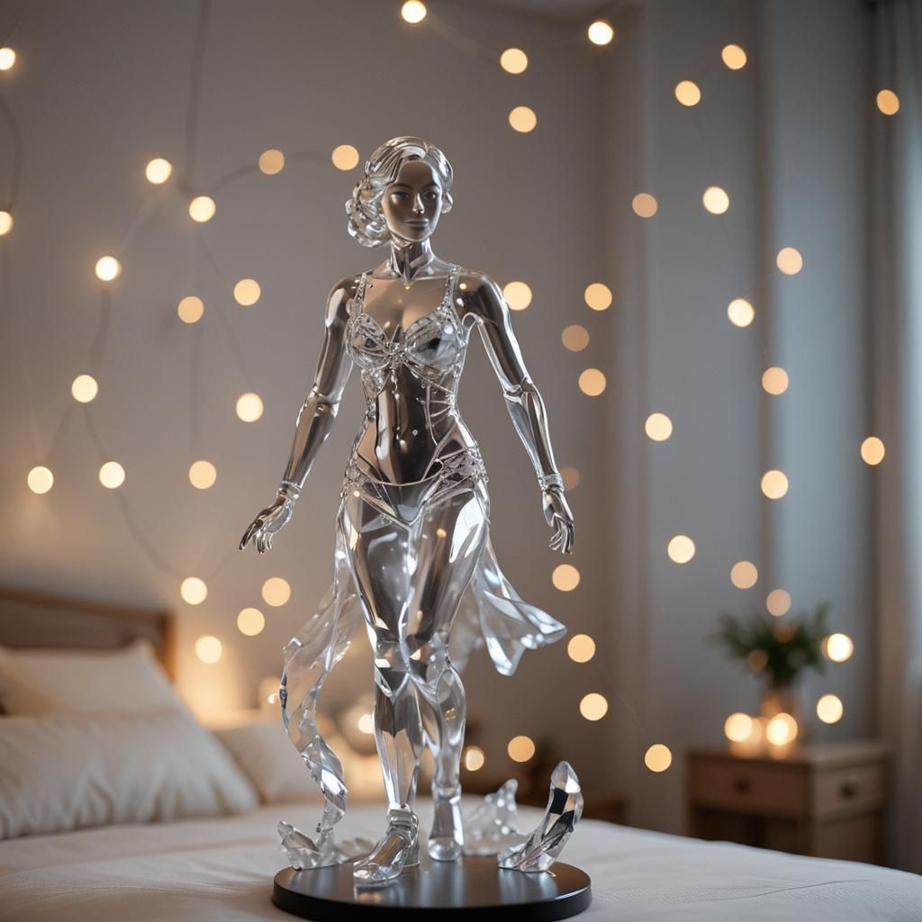 Crystal Clear Figure in Bedroom: Professional Photography