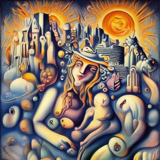 Mona Lisa Sailing: Dadaism Style Airbrush Art