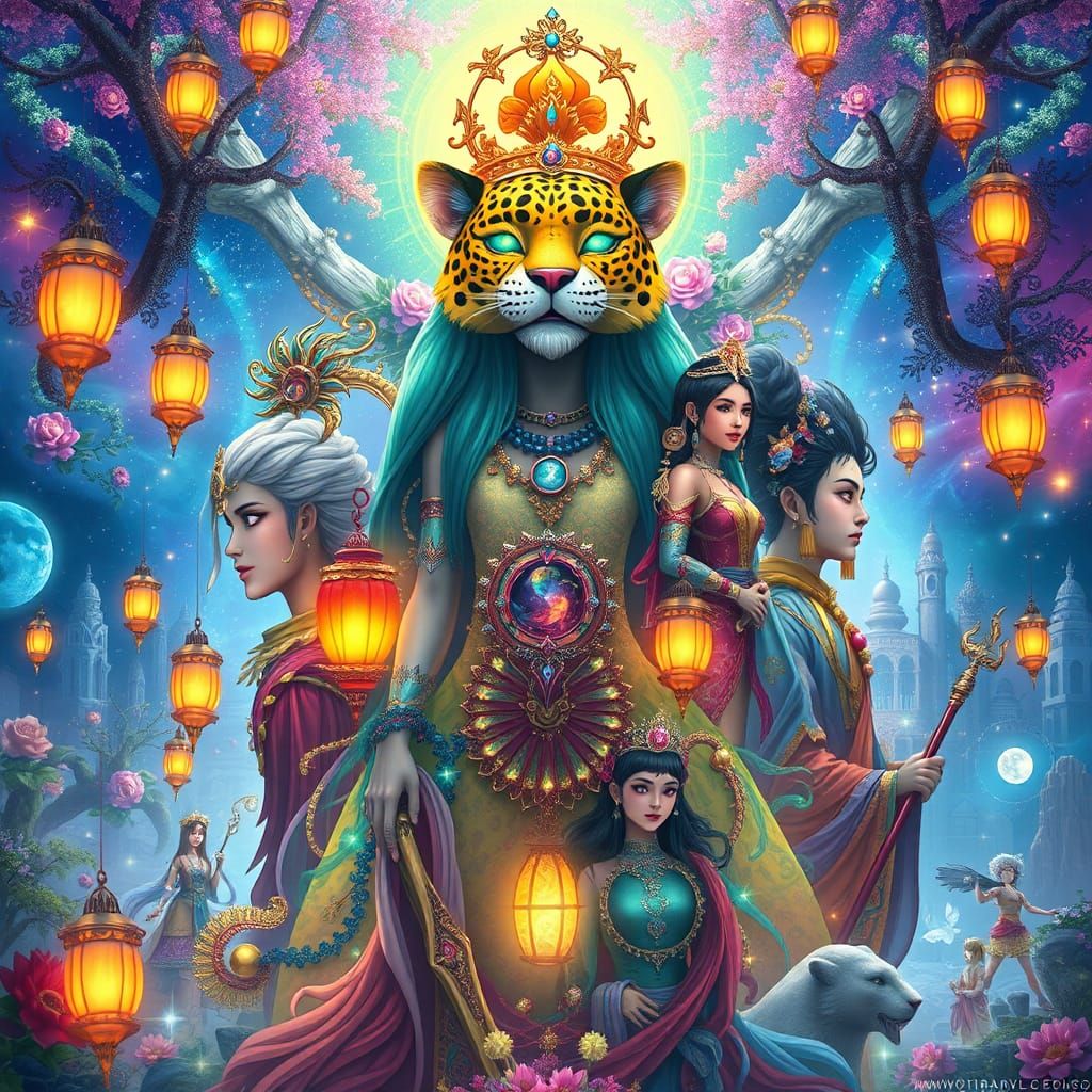 Ethereal Realm of Teal Halos: An Anime-Inspired Vision