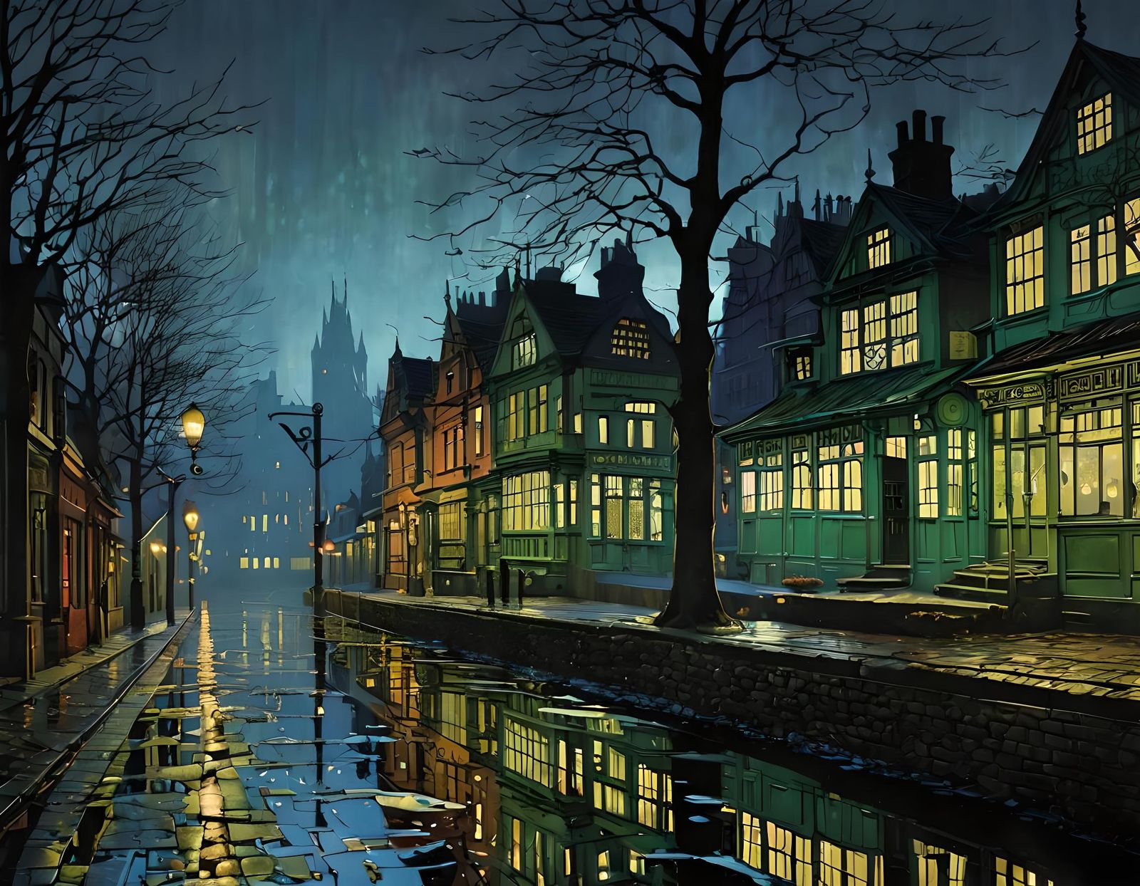 Landscape in Impressionistic Style on Paper