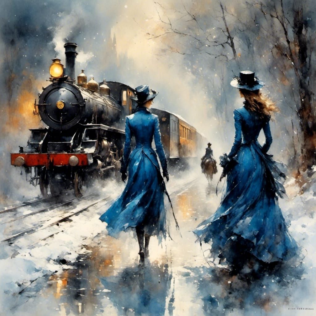 Figure in Blue Coat Waits at Station