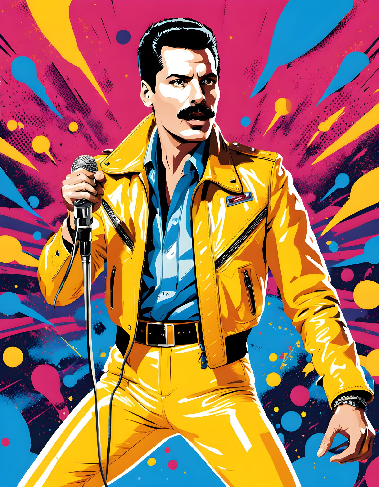 "Pop Art portrait of Freddie Mercury"