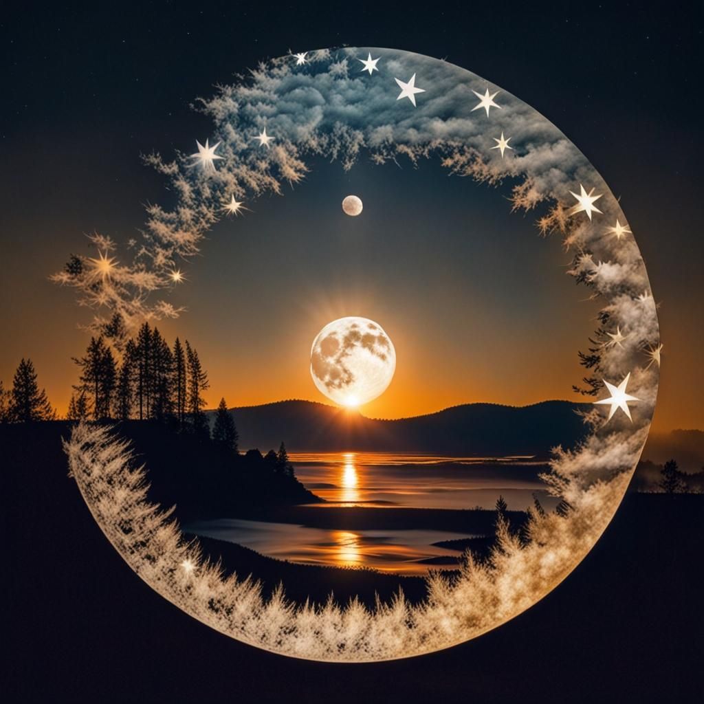 Triple Exposure Illusion Art: Sun, Moon, and Stars
