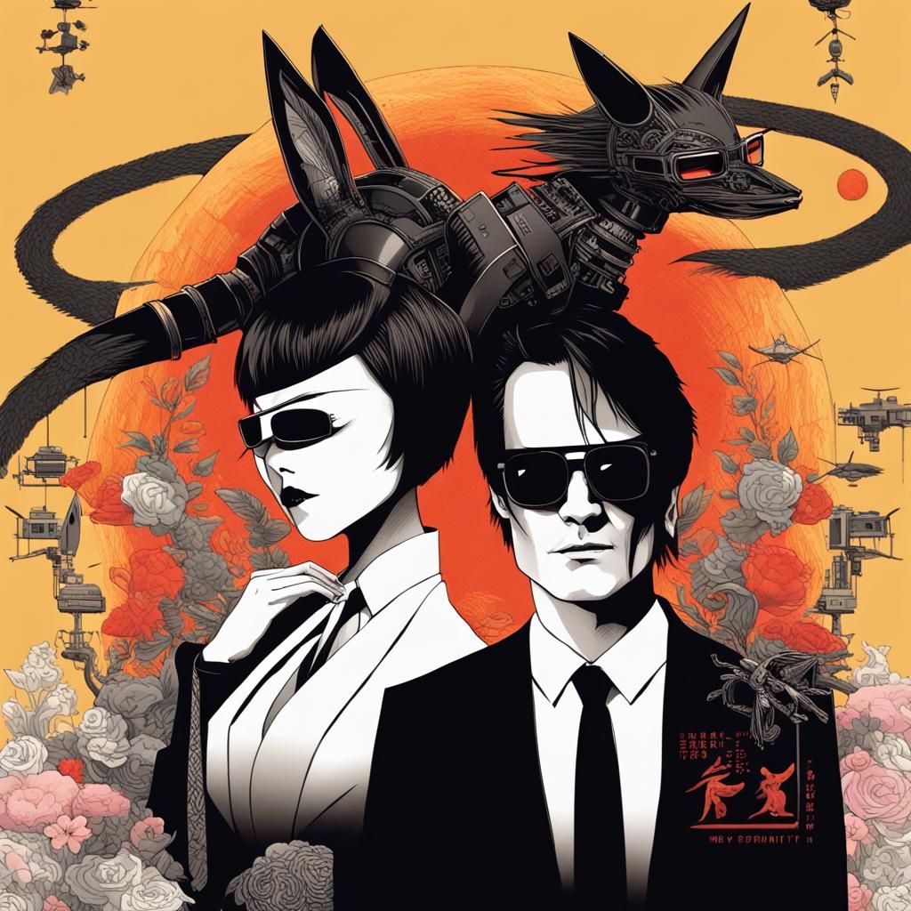 Japanese Yokai in Tarantino Style, Dixit Card Art