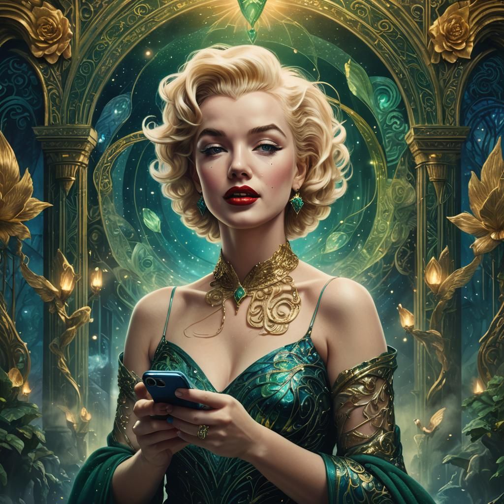 Marilyn Monroe iPhone Art Nouveau Digital Painting