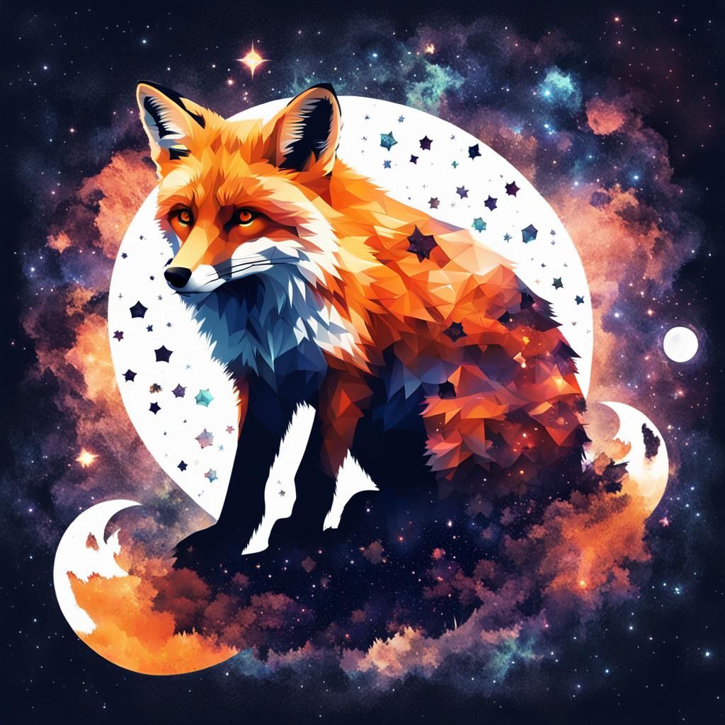 Fox in the dark night