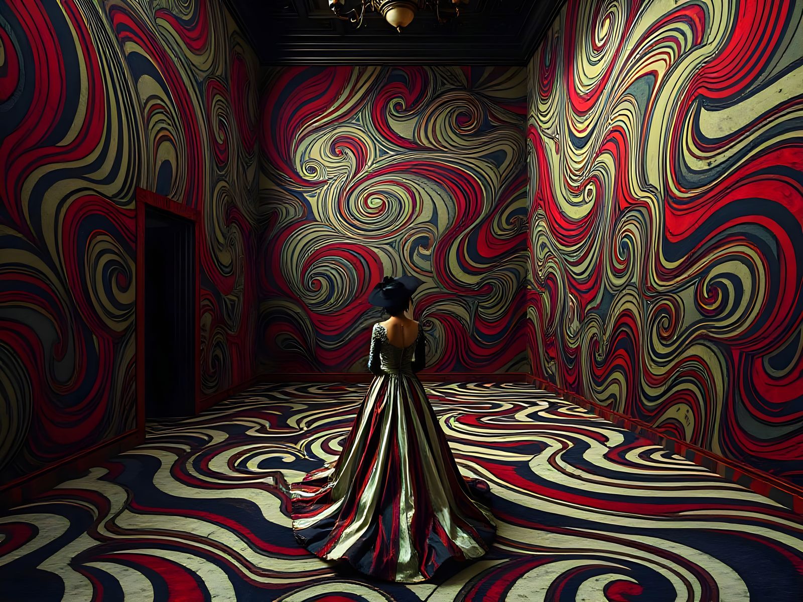 Gothic Striped Masterpiece in Cinematic Style