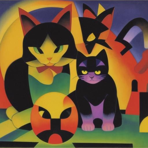 Fluorescent Cat in Fauvist Abstract Style