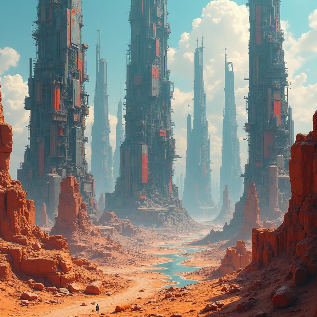 Cyberpunk Metropolis Rises from the Wastes in a Vibrant, Hig...