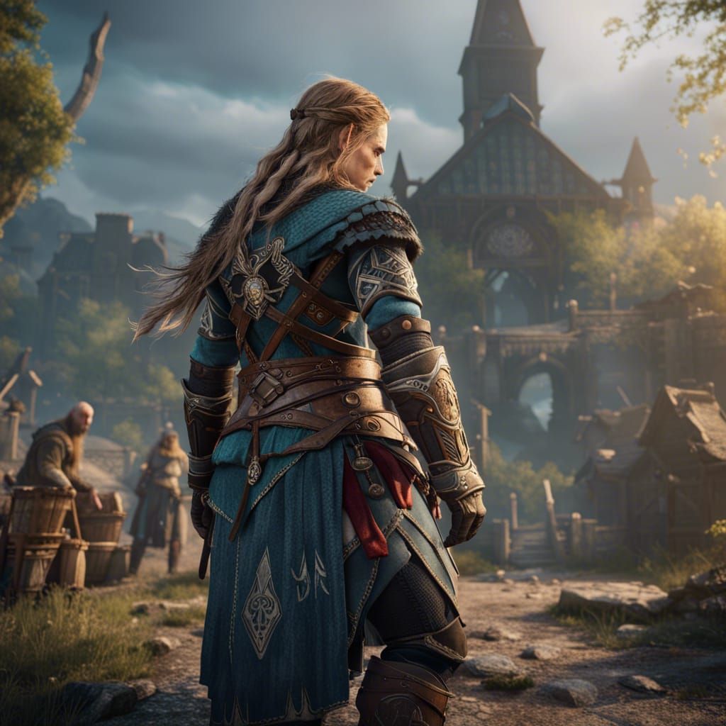 Female Eivor: Detailed Matte Painting