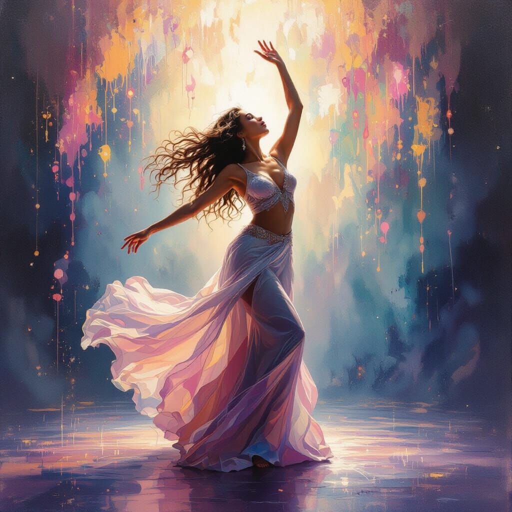Surreal Oil Painting of Vocal, Dance, and Breath Energy