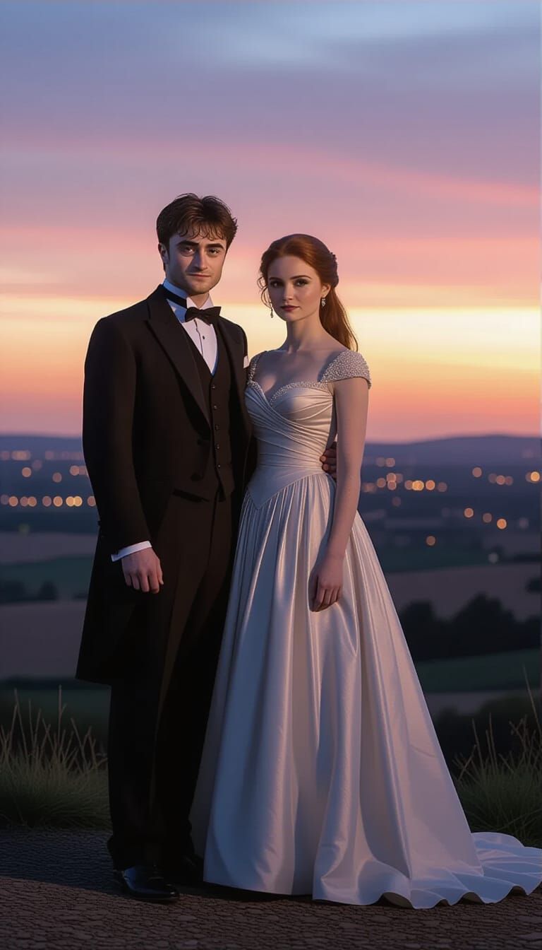 Elegant Couple in Twilight, Cinematic Film Still