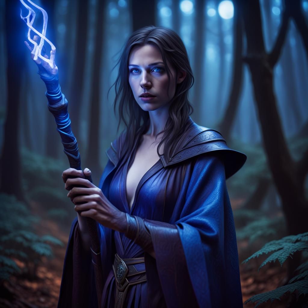 Cinematic Sorceress in Dark Fantasy Realm