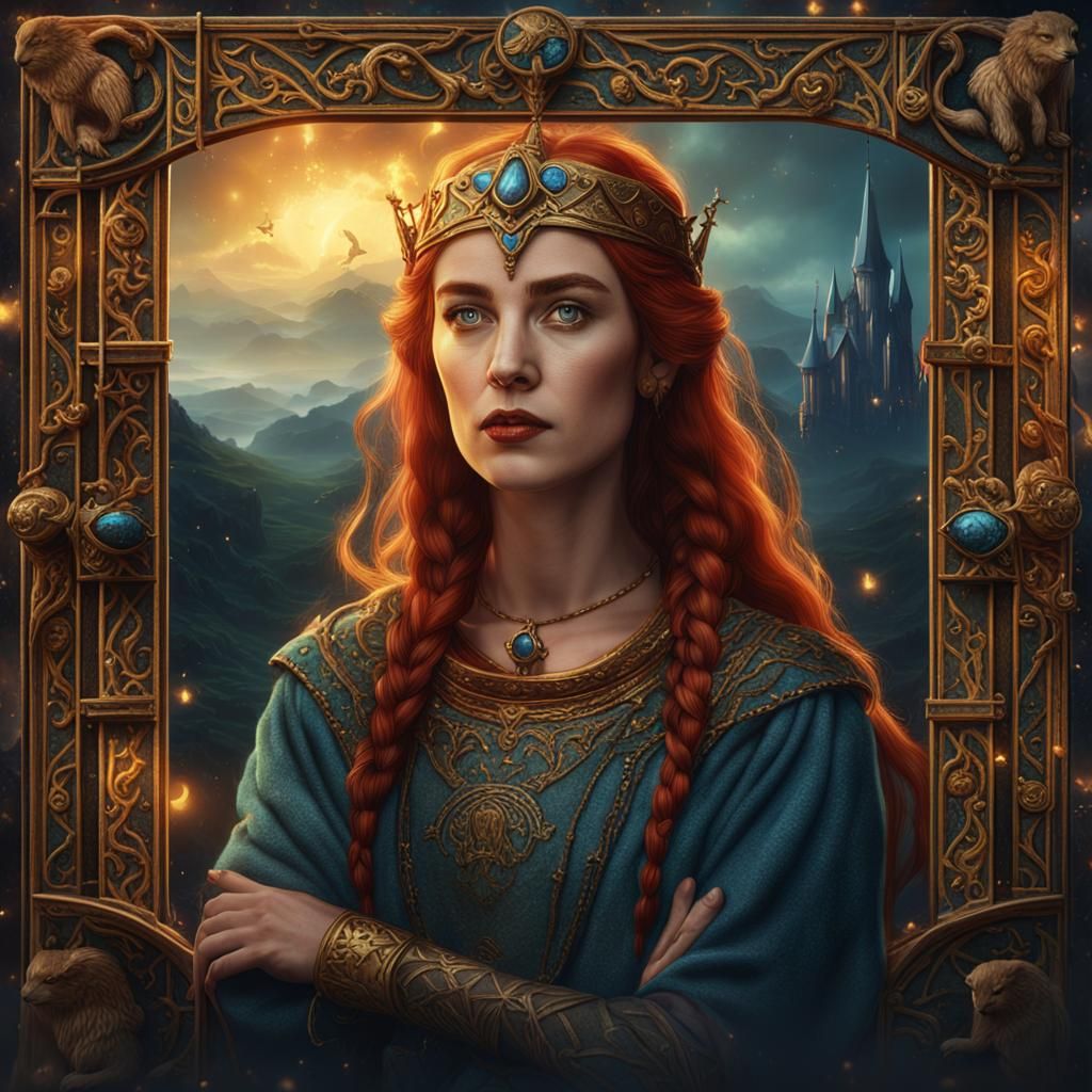Rhiannon: Welsh Goddess Portrait in Tarot Style