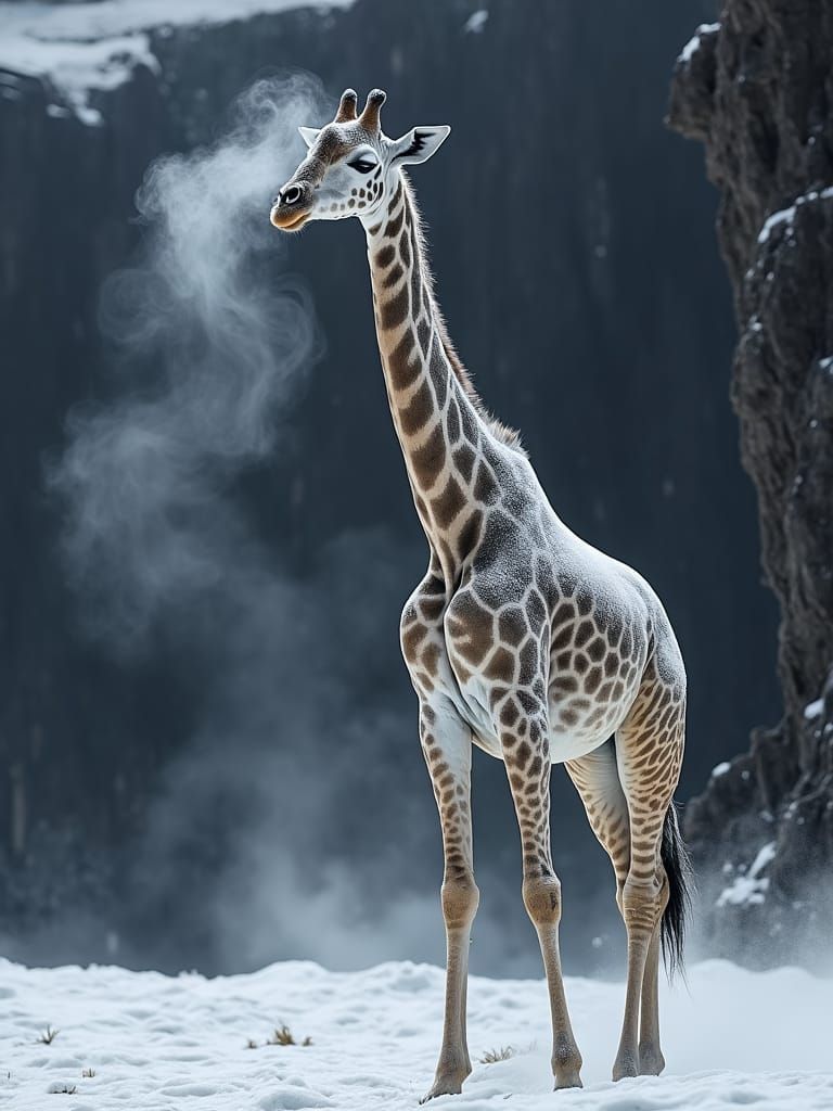 Polar Giraffe in Arctic Landscape, Wildlife Photography