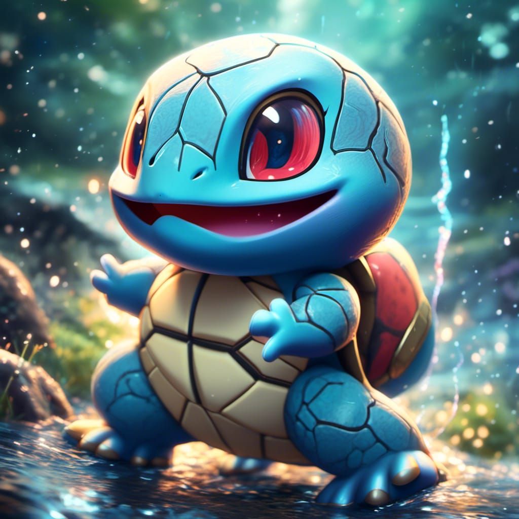 Hyperrealistic Squirtle Pokemon in Cinematic Style