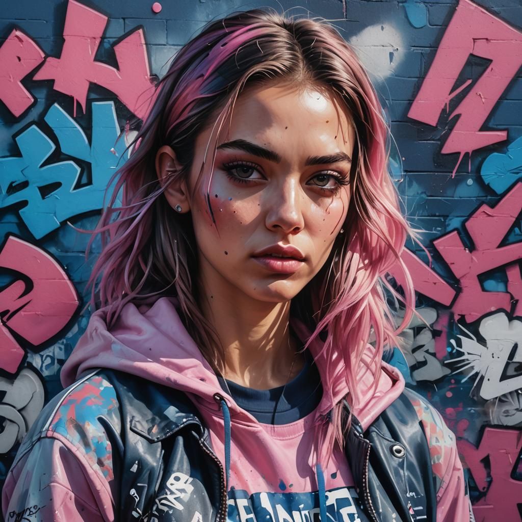 Hyperrealistic Streetwear Portrait in Urban Setting