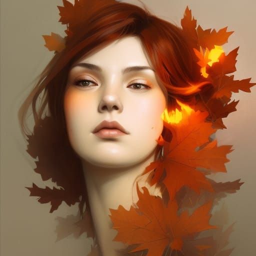 Hyperdetailed Maple Leaf Portrait in Volumetric Lighting